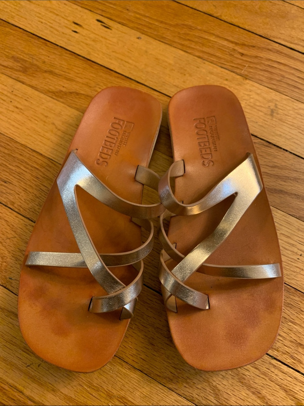 White Mountain Metallic Bronze Strappy Slide Sandals